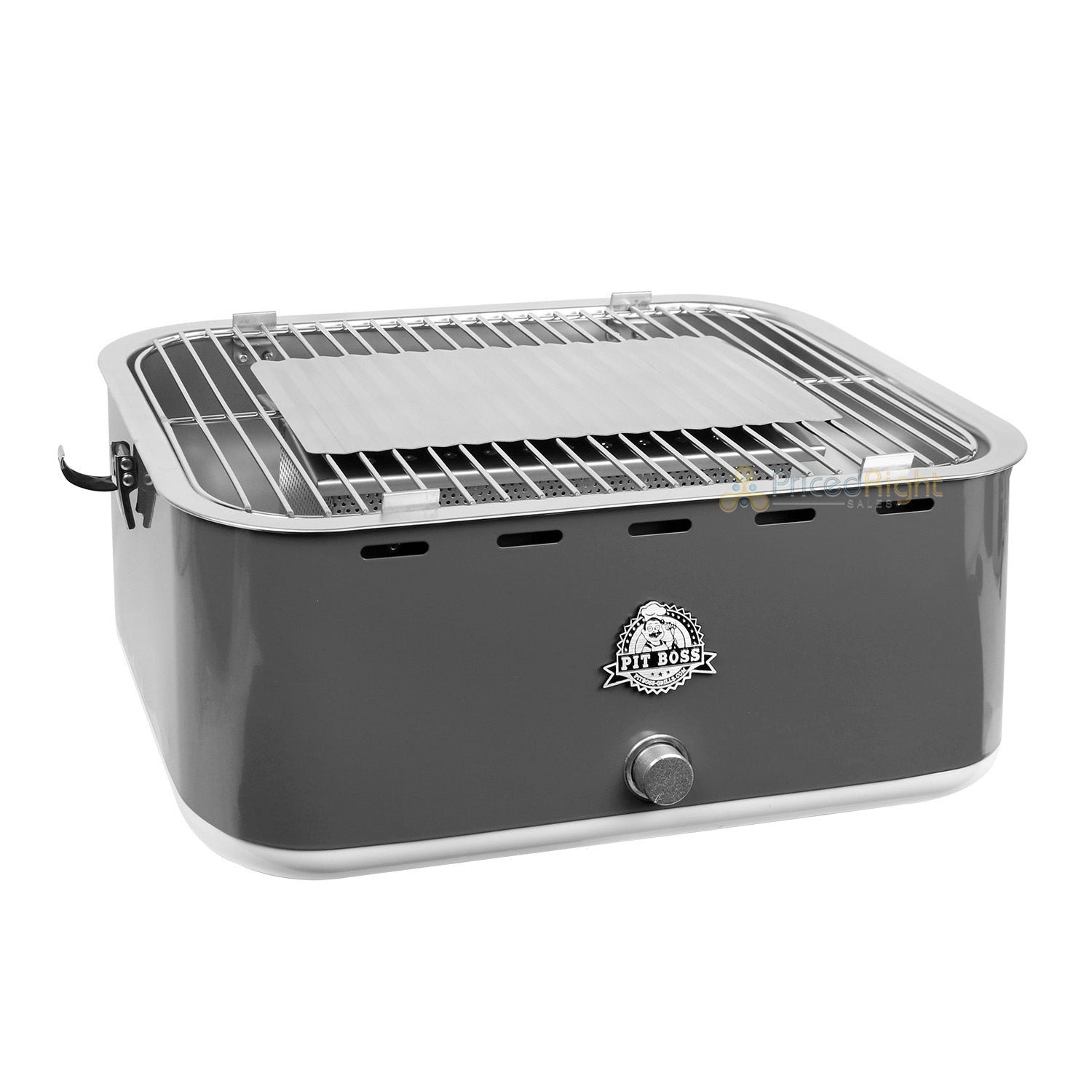 Pit Boss Portable Charcoal Lightweight Grill W/ Internal Fan & Cover Bag Gray