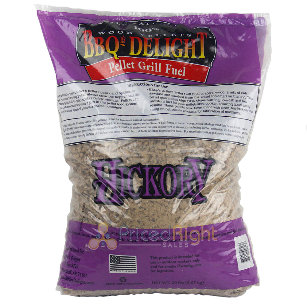 BBQR's Delight Hickory Flavor BBQ Wood Pellets Grill Fuel 20 Lb Bag All Natural