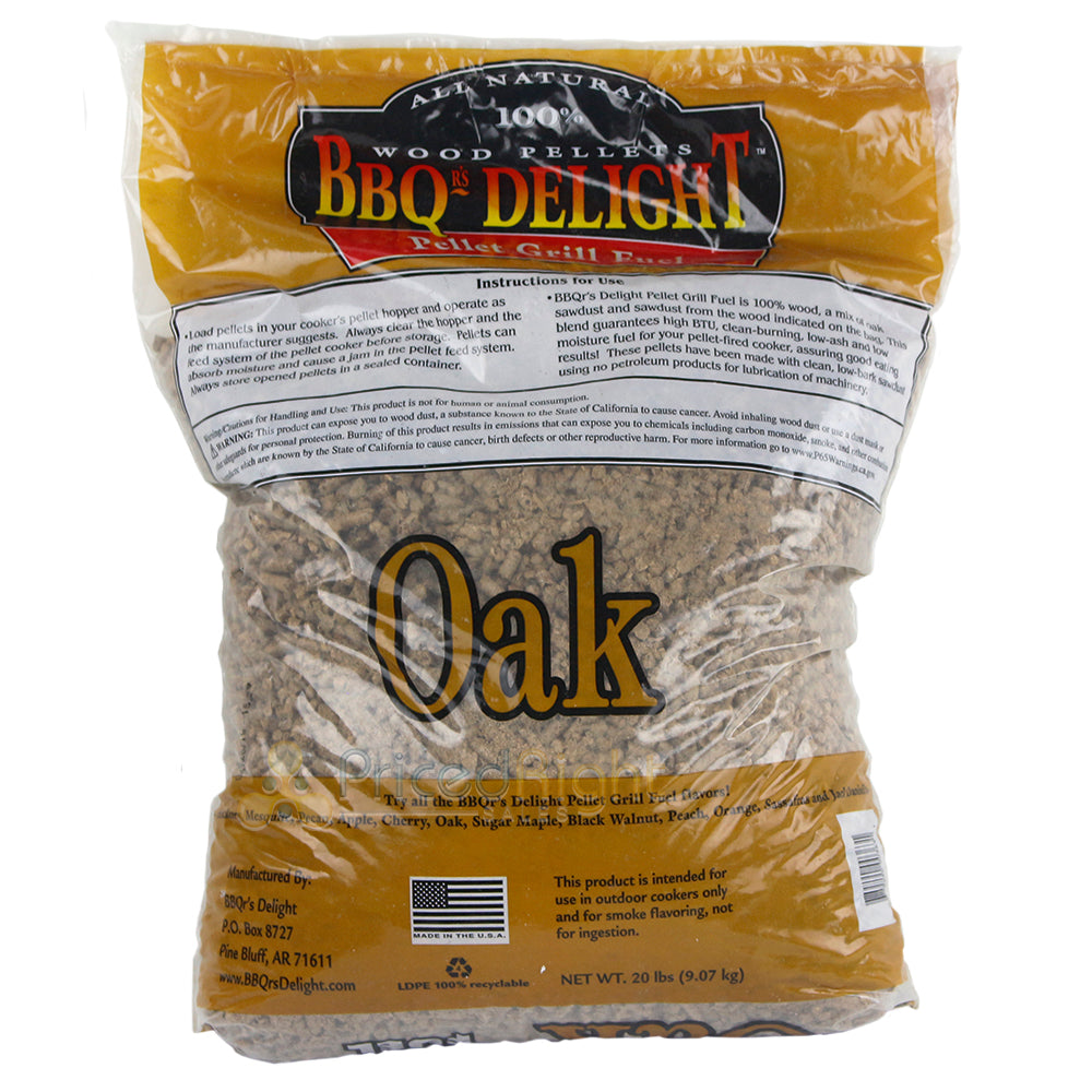 BBQR's Delight Oak Flavor BBQ Wood Pellets Grill Fuel 20 Lb Bag All Natural