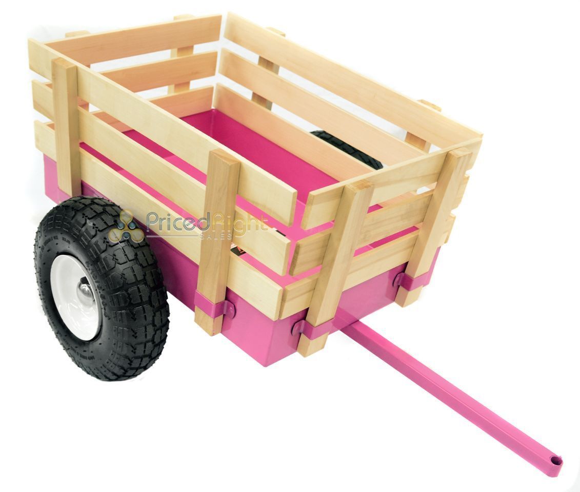 Pink Tricycle with Wagon Set Pull Along Trike Toy Outdoors Kids Exercise Valley