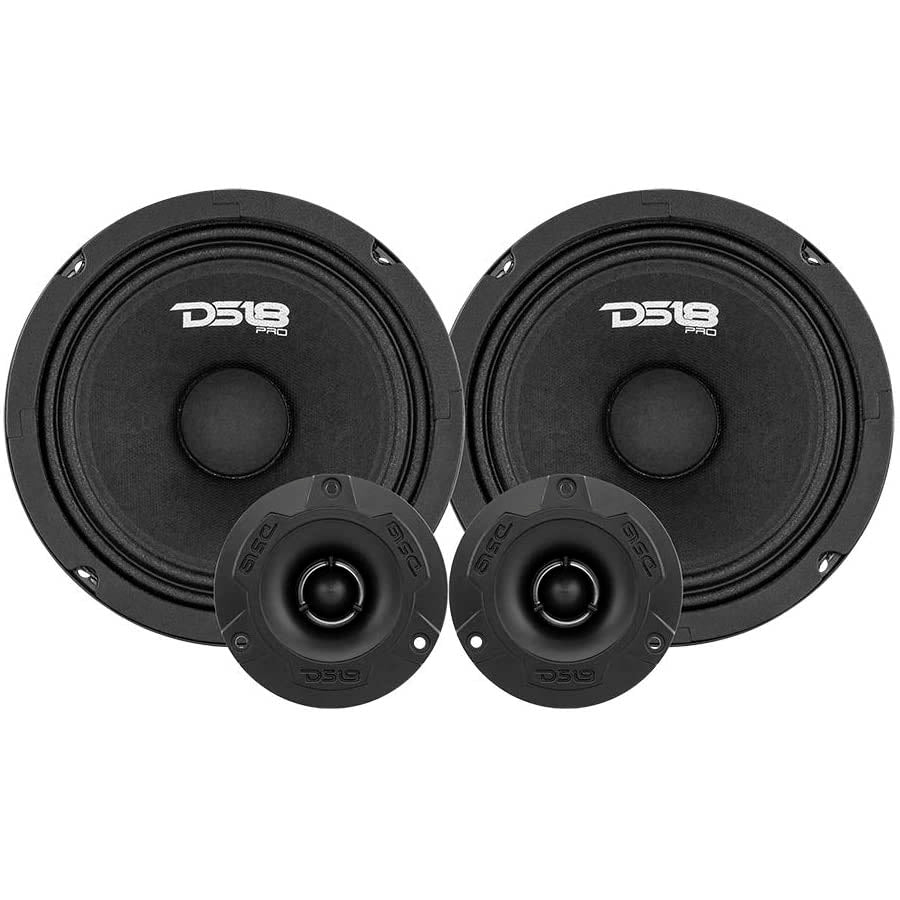 DS18 Speaker Pack High Wattage 6.5" Mids and 1" Tweeters Set 4 Ohm PRO-GM6.4PK2