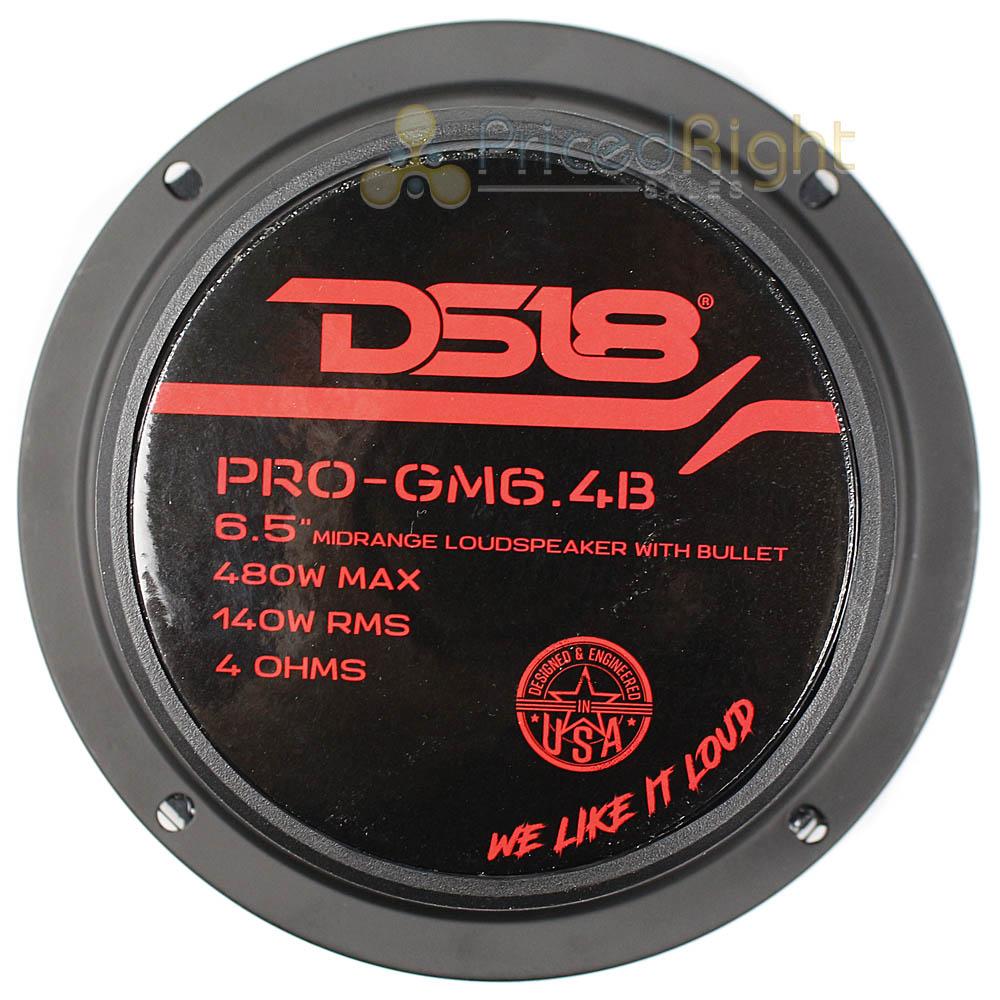 DS18 6.5" Inch Midrange Loudspeaker 480 Watt Max Red Bullet 4 Ohm PRO-GM6.4B