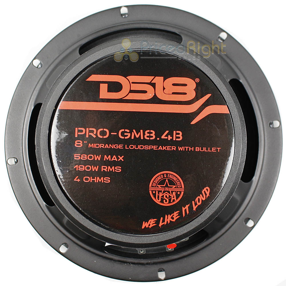 DS18 8 " Inch Midrange Loudspeaker 580 Watt Max Red Bullet 4 Ohm PRO-GM8.4B