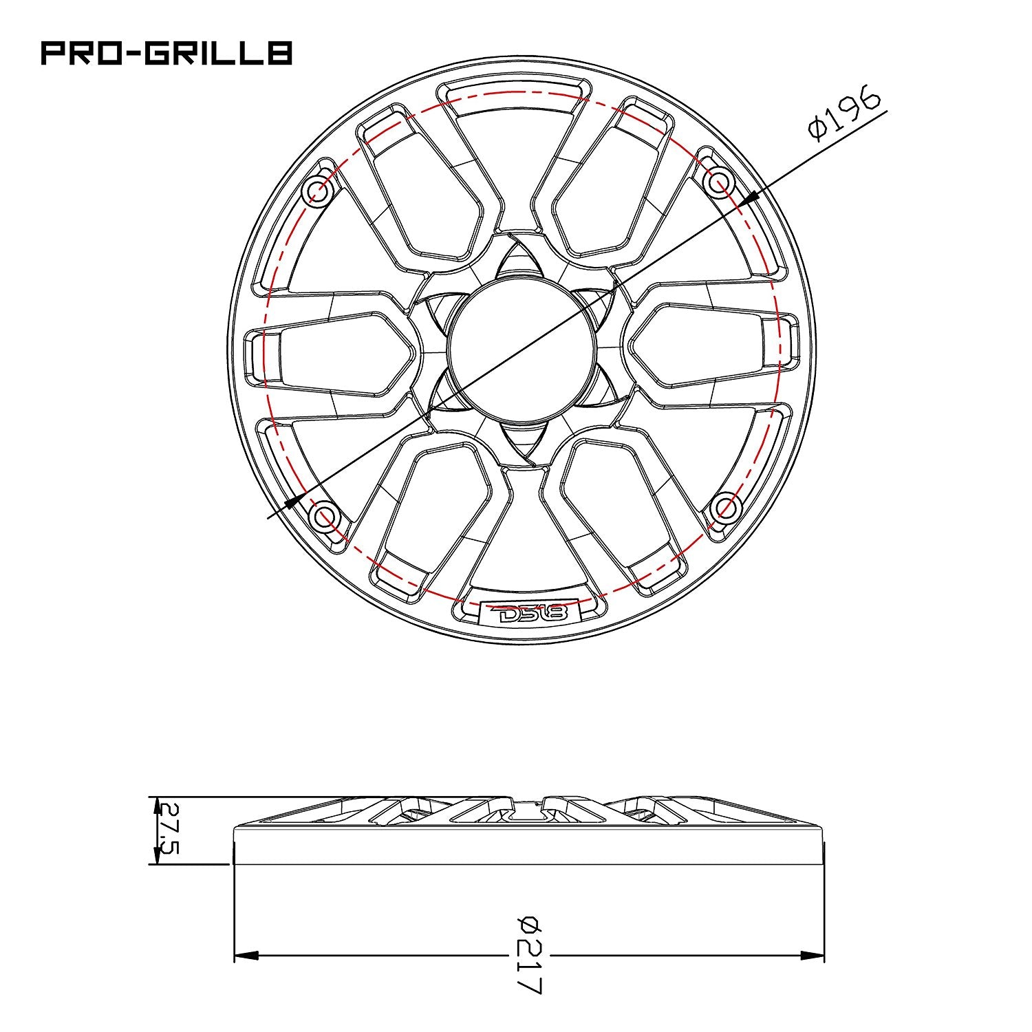 DS18 PRO Universal 8 Inch Plastic Speaker Grill Cover Red Set of 2