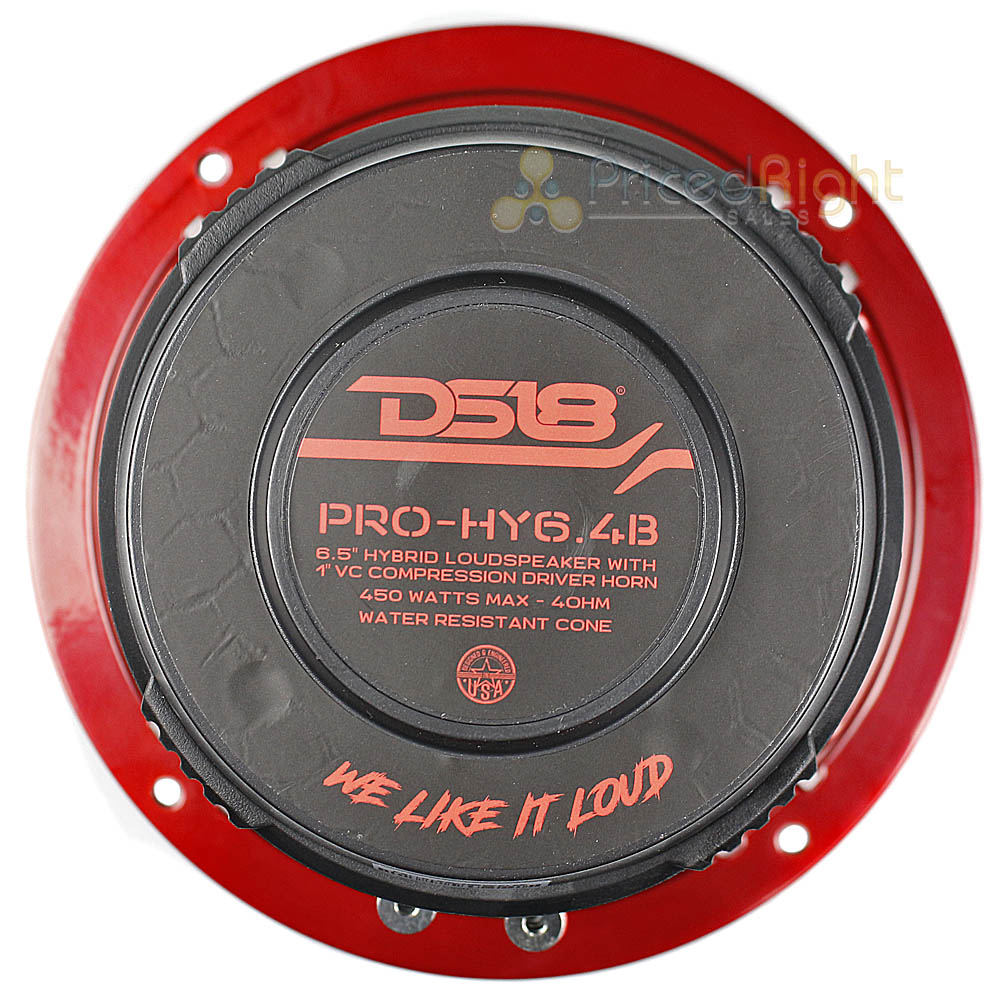 DS18 6.5" Mid Range Speakers Hybrid with Built In Driver 4 Ohm PRO-HY6.4B Pair