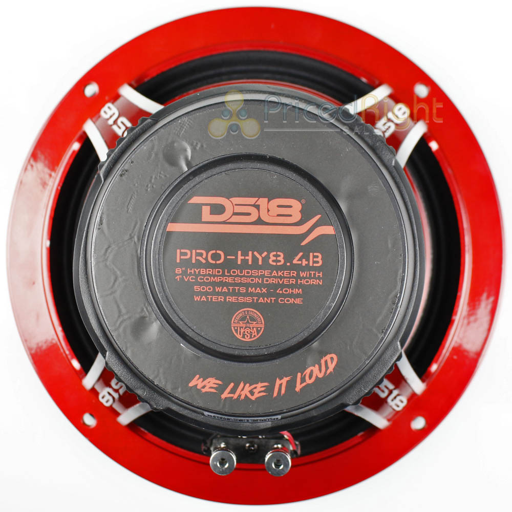 DS18 8" Mid Range Speakers Hybrid with Built In Driver 4 Ohm PRO-HY8.4B Pair