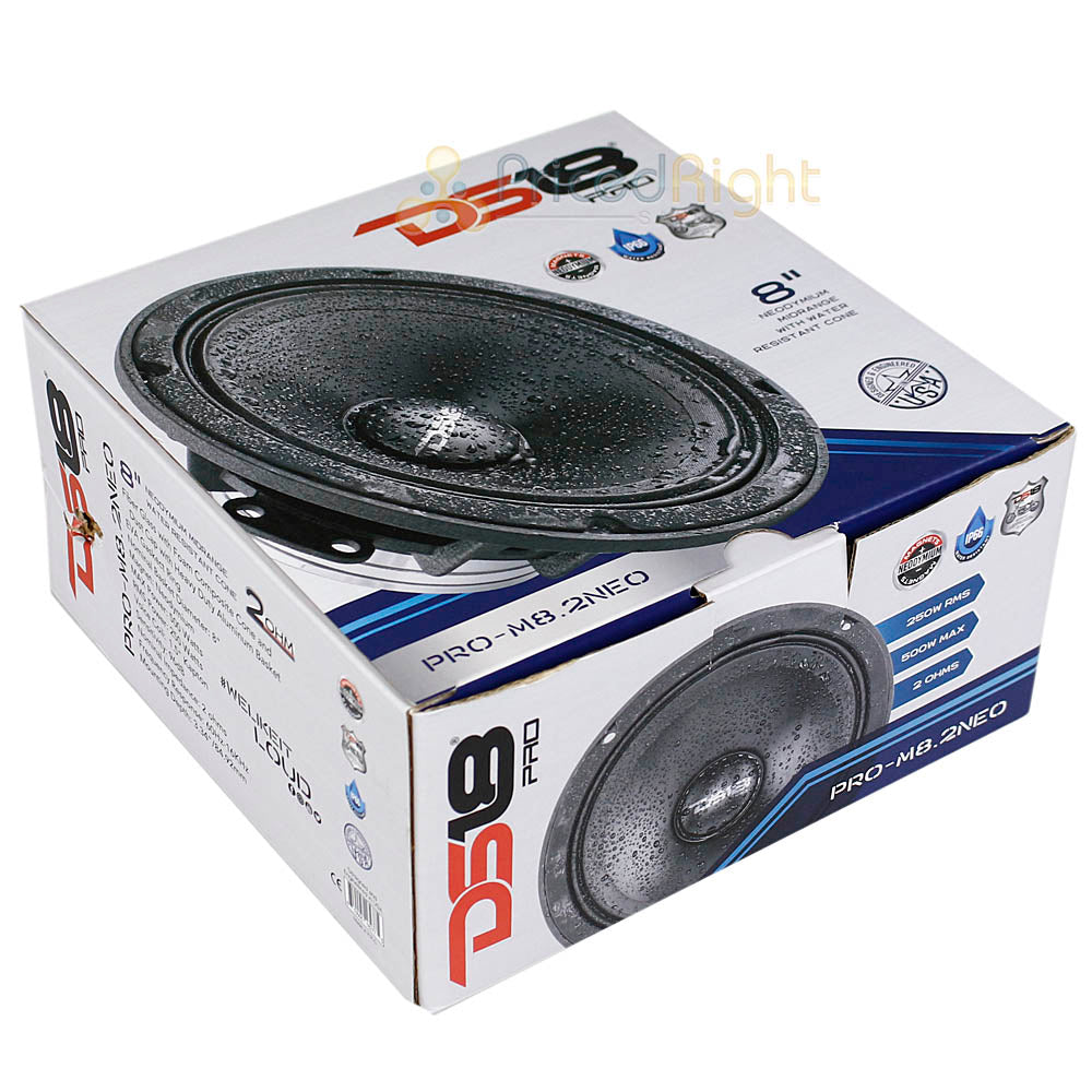 DS18 8" Mid Range Loudspeaker Water Resistant 500 Watts Max 2 Ohm PRO-M8.2NEO