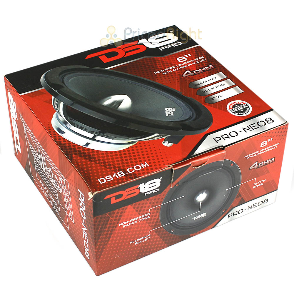 DS18 8" Midrange Speaker Neodymium Magnet 600 Watts Max 4 Ohm Pro-Neo8