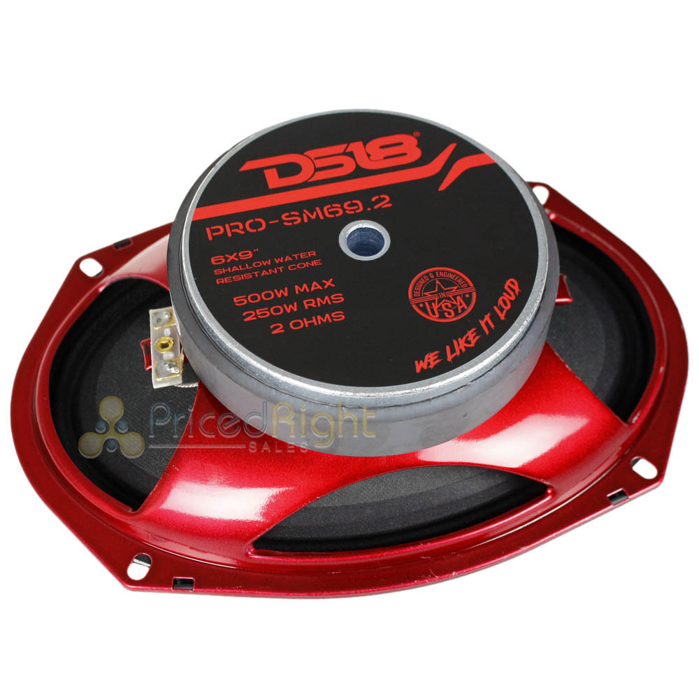 DS18 6x9" Midrange Speaker 500 Watts 2 Ohm Water Resistant Motorcycle PRO-SM69.2