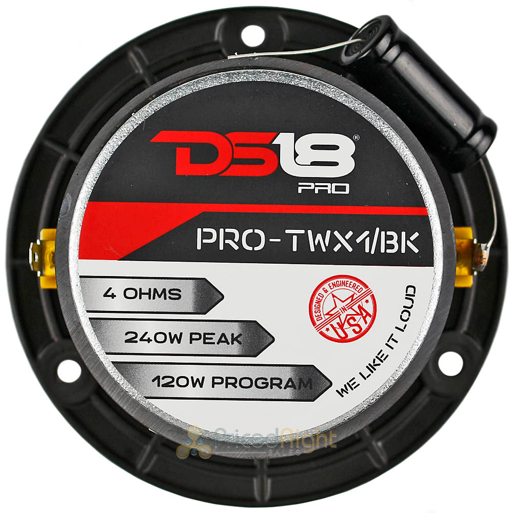 DS18 Aluminum Super Bullet Tweeters 240W Max Built in Crossover Pair Black 4 Ohm