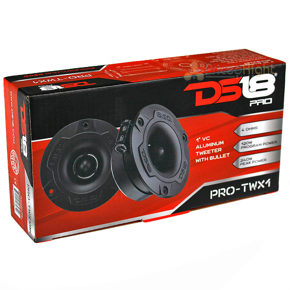 DS18 Aluminum Super Bullet Tweeters 240W Max Built in Crossover Pair Black 4 Ohm