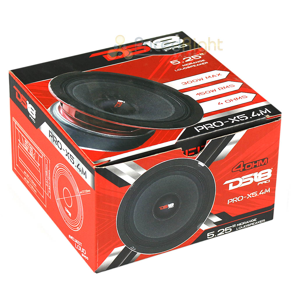 DS18 5.25 " Midrange Speaker 300 Watts Max Power 4 Ohm Car Audio Pro- X5.4M