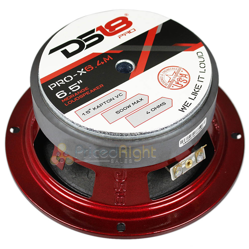 DS18 6.5" Mid Range Speaker 4 Ohm 500W Max 250W RMS PRO-X6.4M Car Audio Single