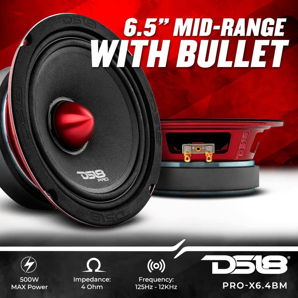 2 DS18 PRO-X6.4BM 500W Max 6.5" Midrange Speakers Loudspeaker With Bullet 4 Ohm