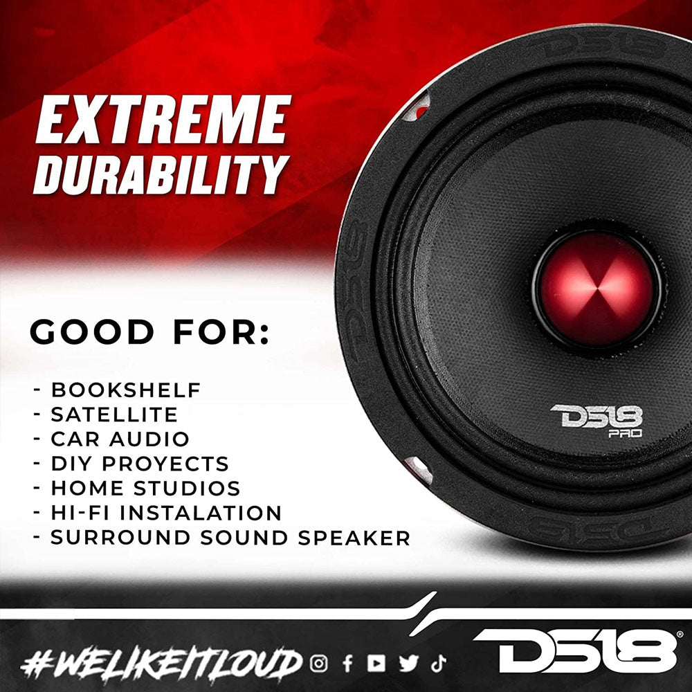 2 DS18 PRO-X6.4BM 500W Max 6.5" Midrange Speakers Loudspeaker With Bullet 4 Ohm