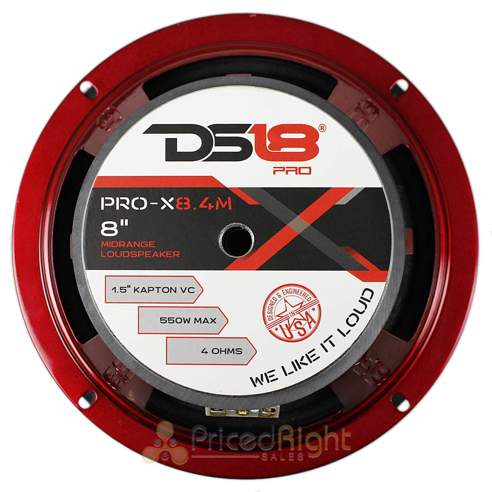 DS18 8" Mid Range Speaker 550 Watts Max 4 Ohm Loudspeaker Car Audio PRO-X8.4M