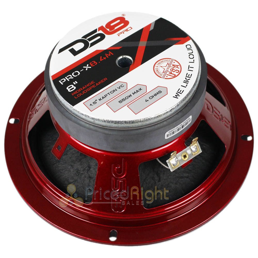 DS18 8" Mid Range Speaker 550 Watts Max 4 Ohm Loudspeaker Car Audio PRO-X8.4M