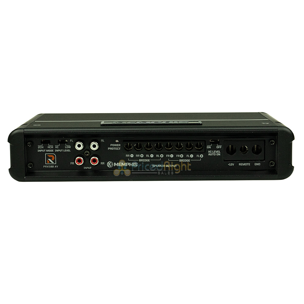 Memphis Audio Class D 4-Channel Amplifier With Bass Remote 500W RMS PRX500.4V