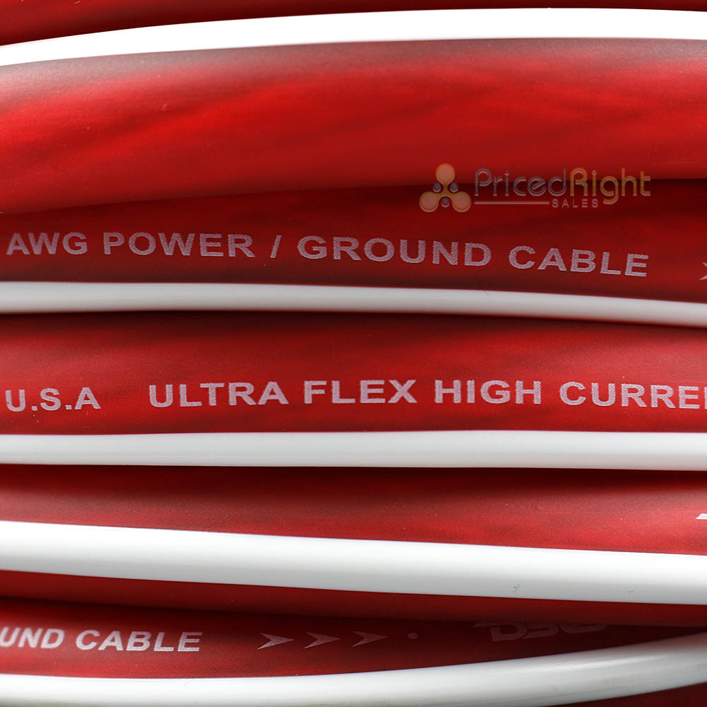 DS18 1/0 Gauge Power Wire Ground 50 Ft Spool Red CCA Ultra Flex PW-1/0GA-50RD