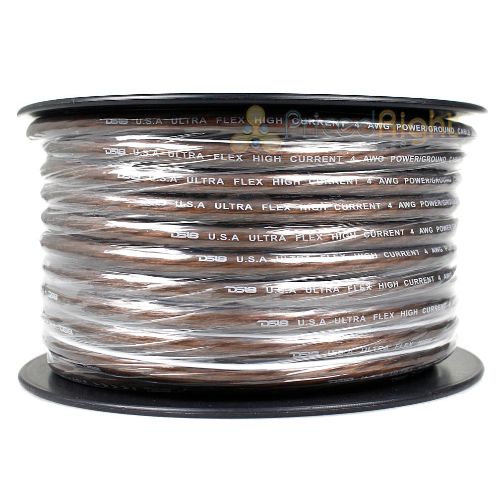 DS18 4 Ga Power Cable 100Ft Spool Black Ultra Flex CCA Wire PW-4GA-100BK-100Ft