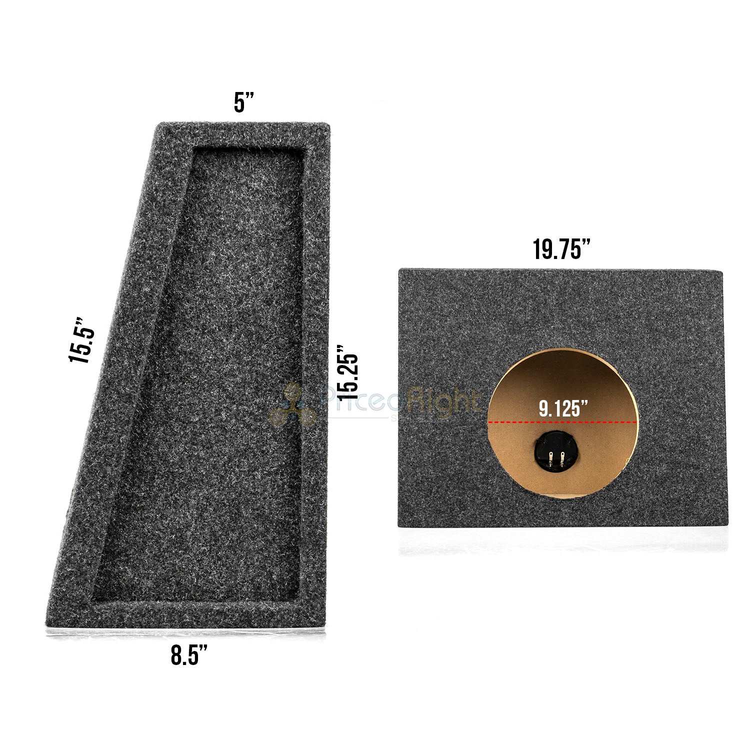 Sealed 10" Subwoofer Truck Box Slanted Enclosure Single Sub RI Audio 1" MDF Face