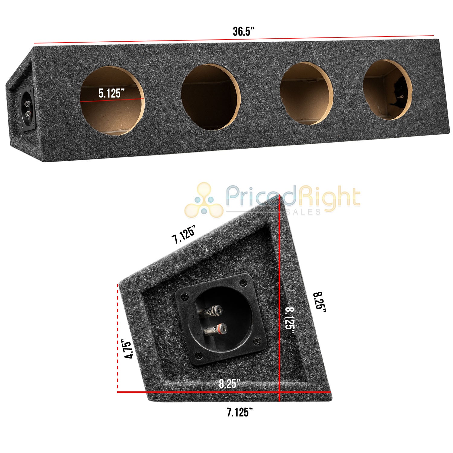 6.5" Speaker Box Enclosure 4 Four Hole High Quality MDF and Carpet Construction