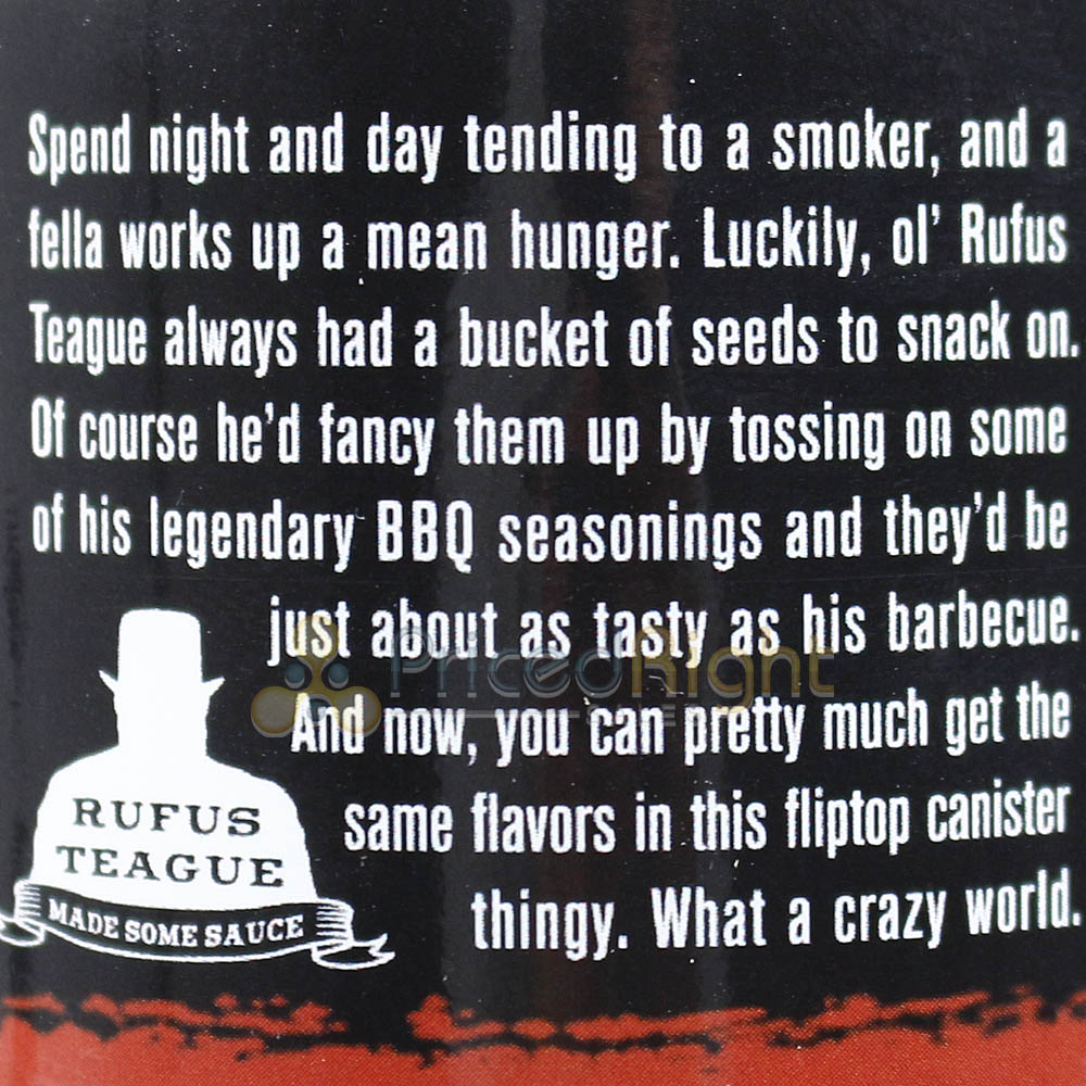 Rufus Teague 4.6 Oz Spittin Seeds Sunflower Seeds BBQ Throwdown Bottle RTBTD002