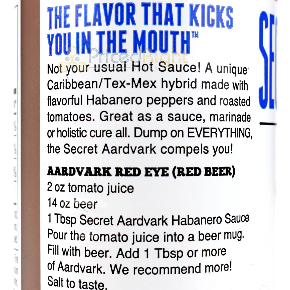 Secret Aardvark Habanero Hot Sauce 8 Oz. No Gmo Spicy Chili Flavor