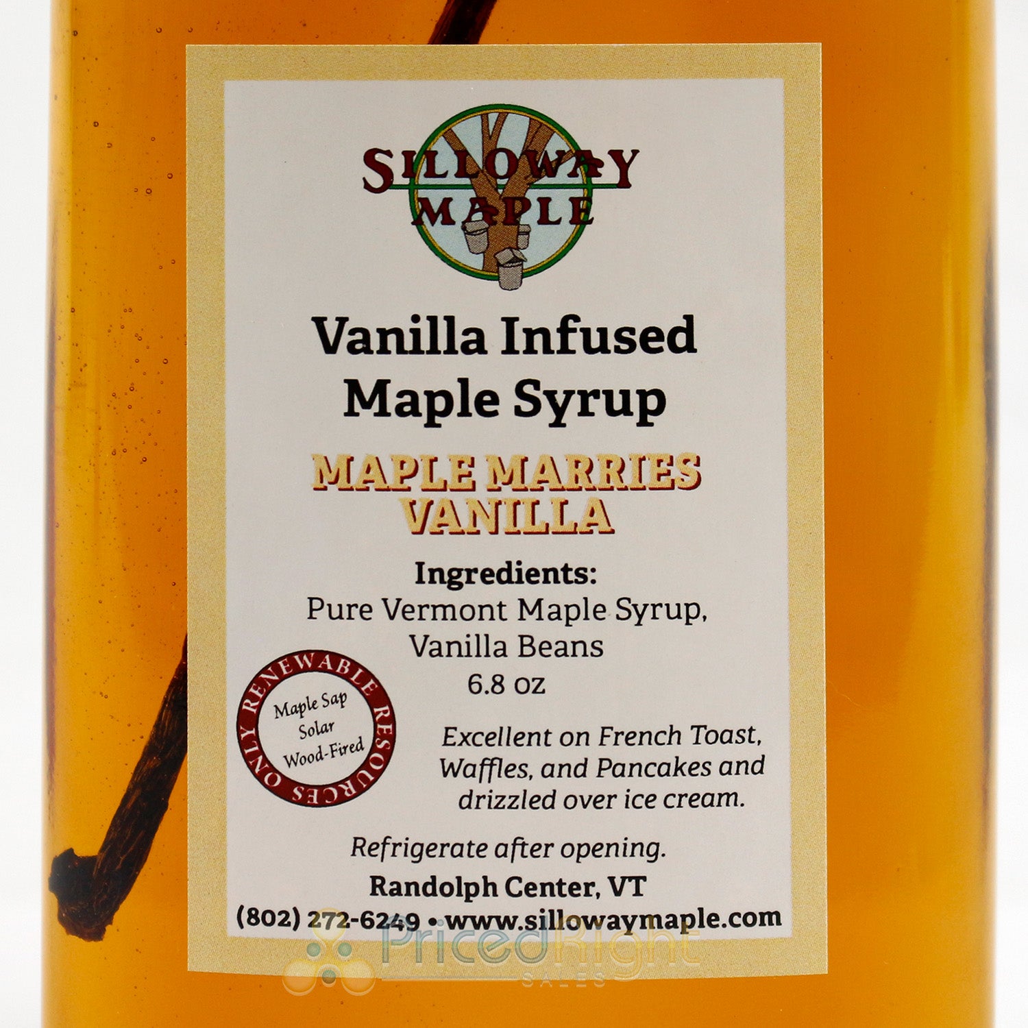 Silloway Maple Vanilla Infused Clean Energy Maple Syrup With Vanilla Bean 6.8 oz