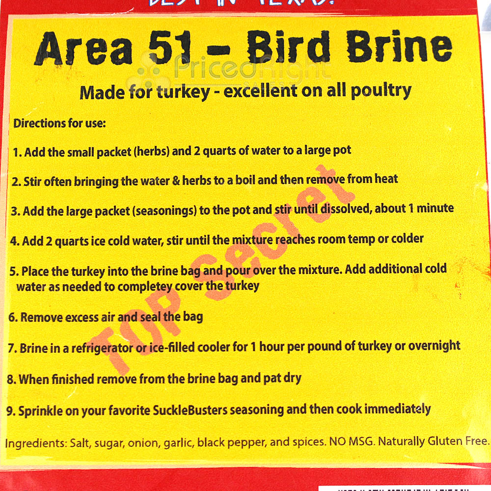 Sucklebusters Area 51 Bird Brine Kit for Turkey 8 oz Holiday Flavored Brine