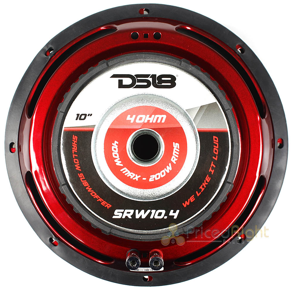 DS18 SRW Shallow 10" Subwoofer 400 Watts Max Single 4 Ohm Voice Coil SRW10.4