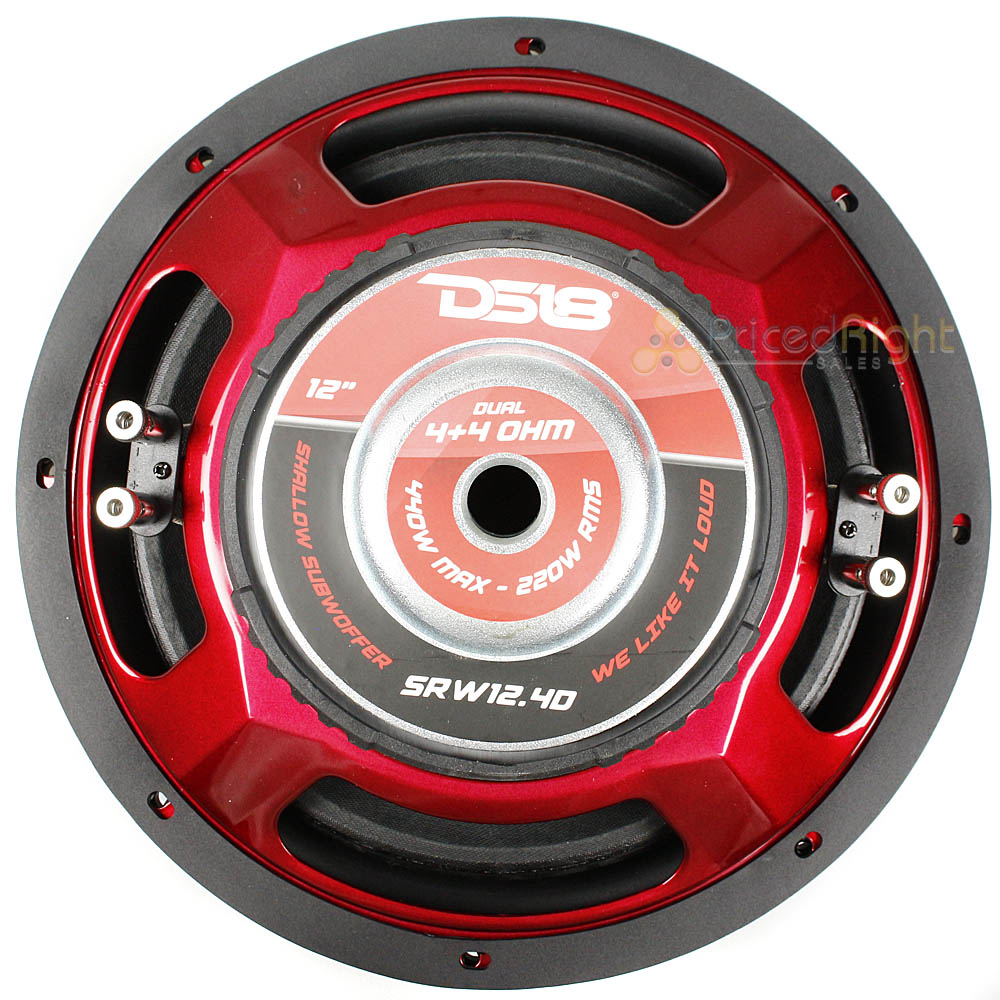 DS18 SRW Shallow 12" Subwoofer 440 Watts Max Power Dual 4 Ohm Car Audio SRW12.4D