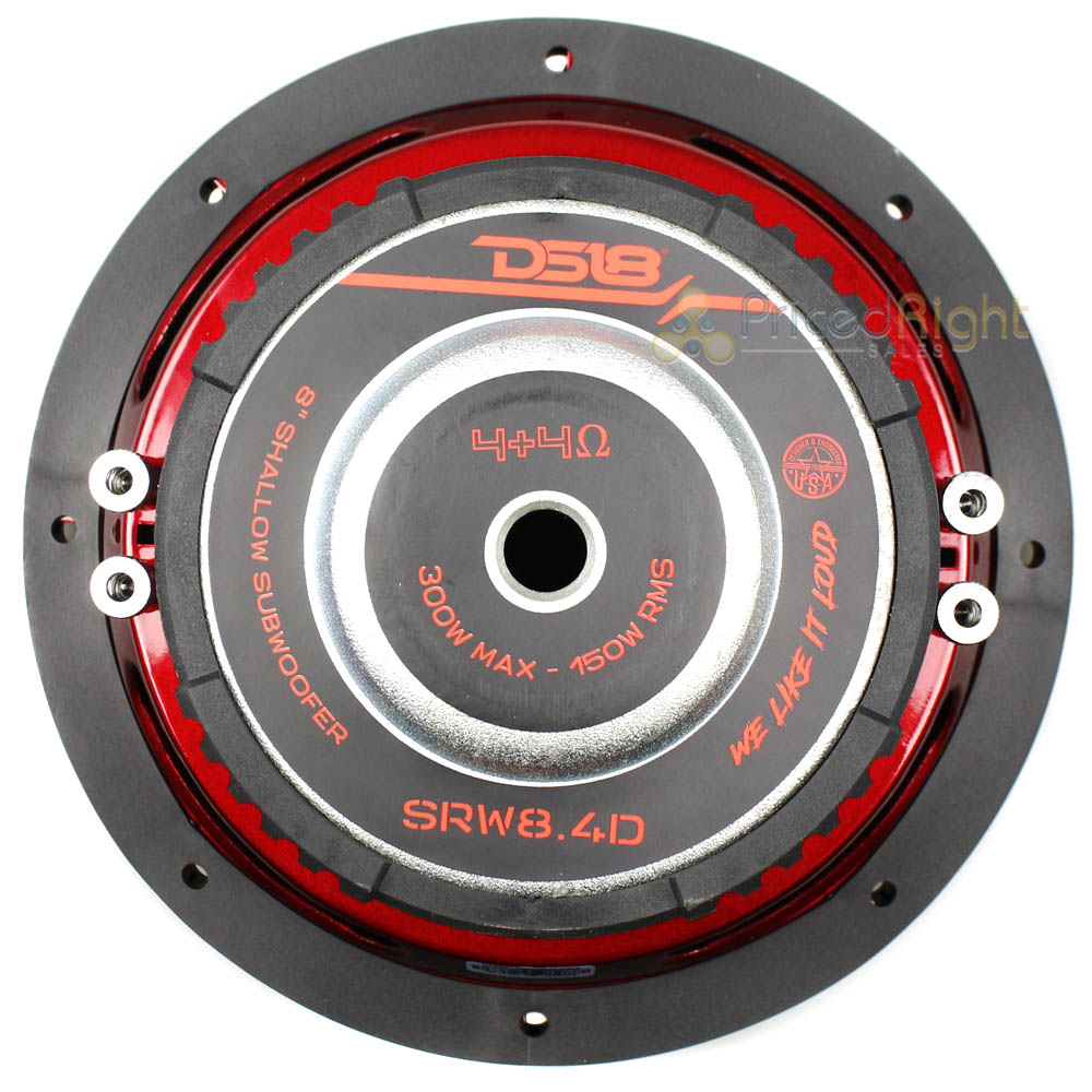 DS18 8" Shallow Subwoofer 300 Watt Max 4 Ohm Car Audio SRW Series SRW8.4D Single