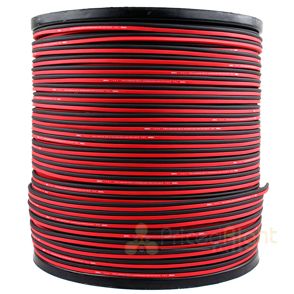 1000 Ft 16 Gauge AWG Speaker Wire Car Audio 1000' Black Red Zip Wire DS18 Spool