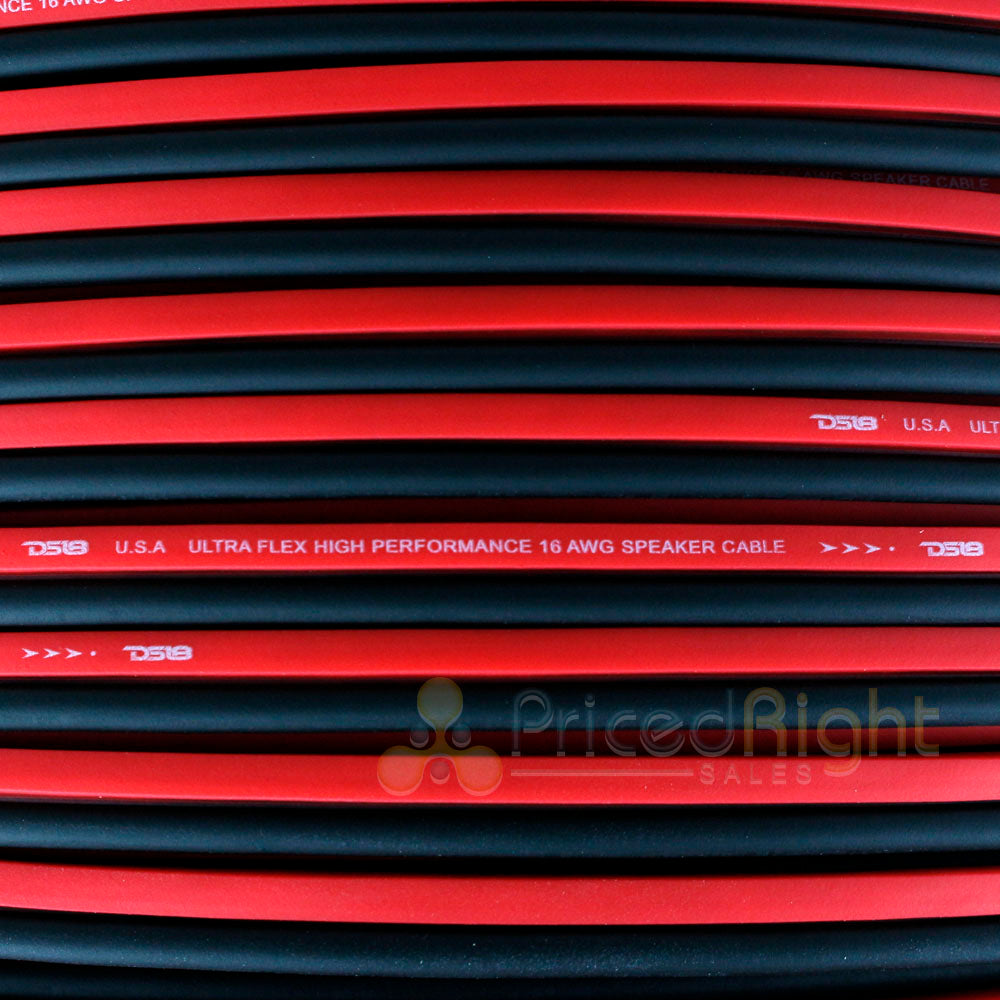 50 Ft 16 Gauge AWG Speaker Cable Car Home Audio 50' Black and Red Zip Wire DS18