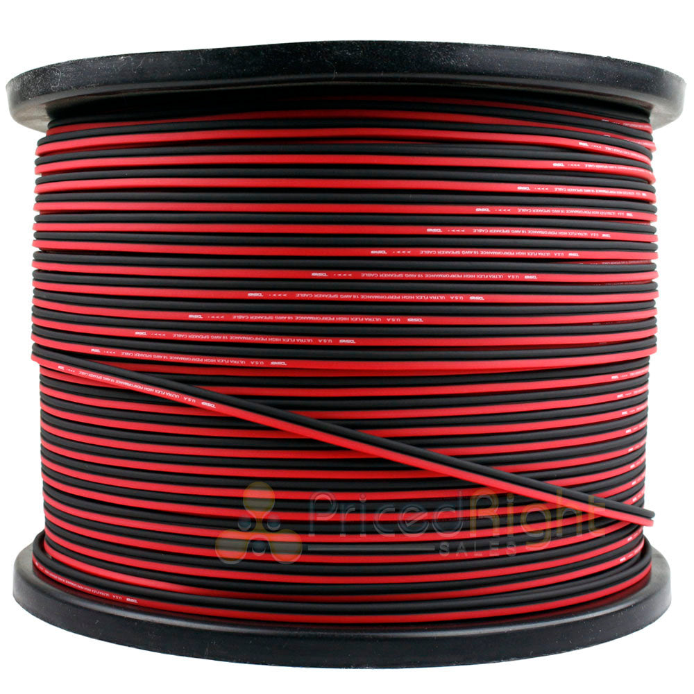 1000 Ft 18 Gauge AWG Speaker Wire Car Audio 1000' Black Red Zip Wire DS18 Spool