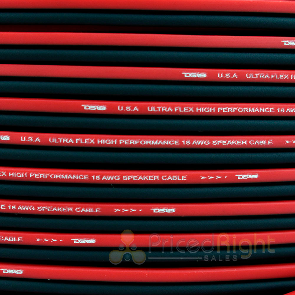 50 Ft 18 Gauge AWG Speaker Cable Car Home Audio 50' Black and Red Zip Wire DS18