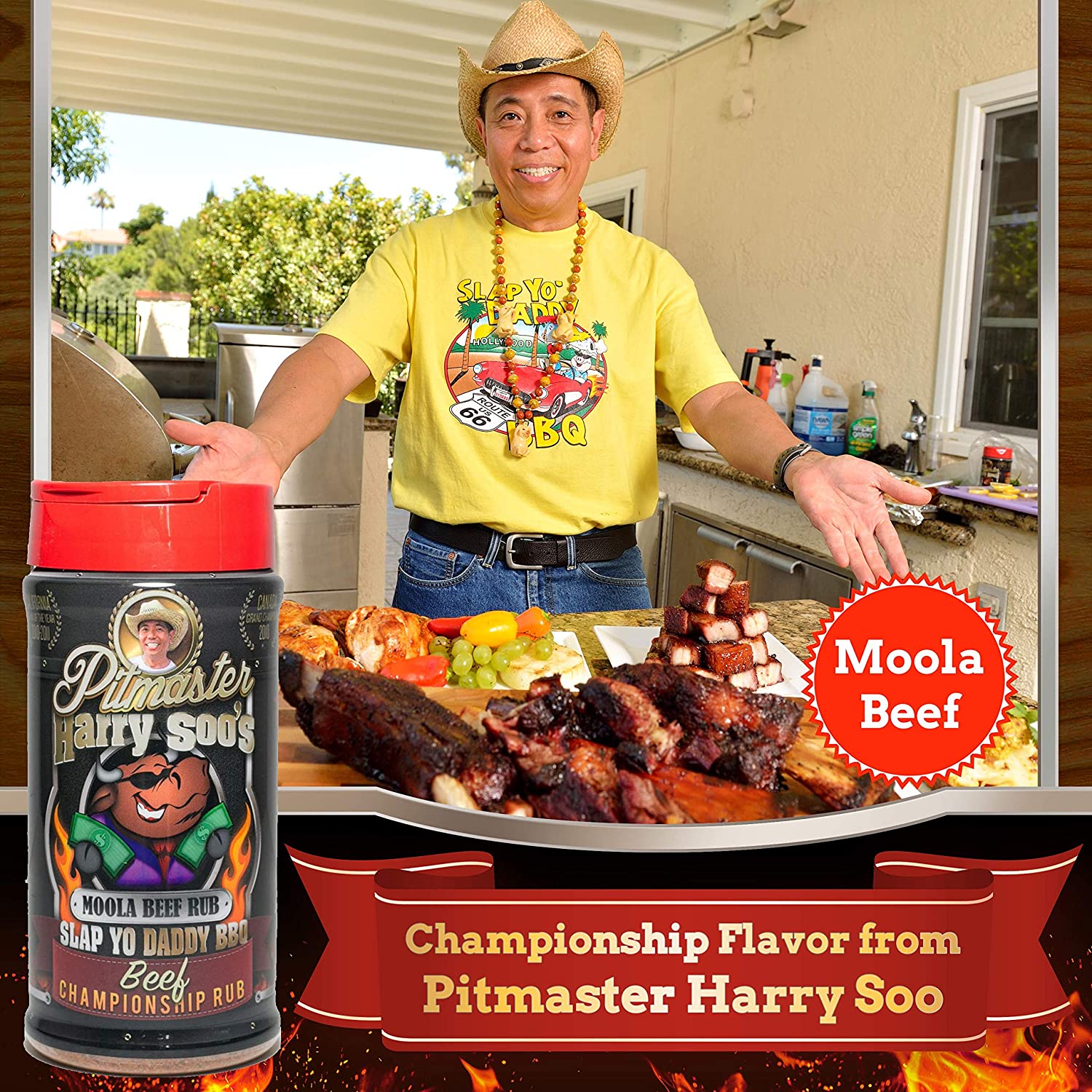 Slap Yo Daddy Beef Championship Rub BBQ 12 Oz Bottle Moola Beef by Harry Soo