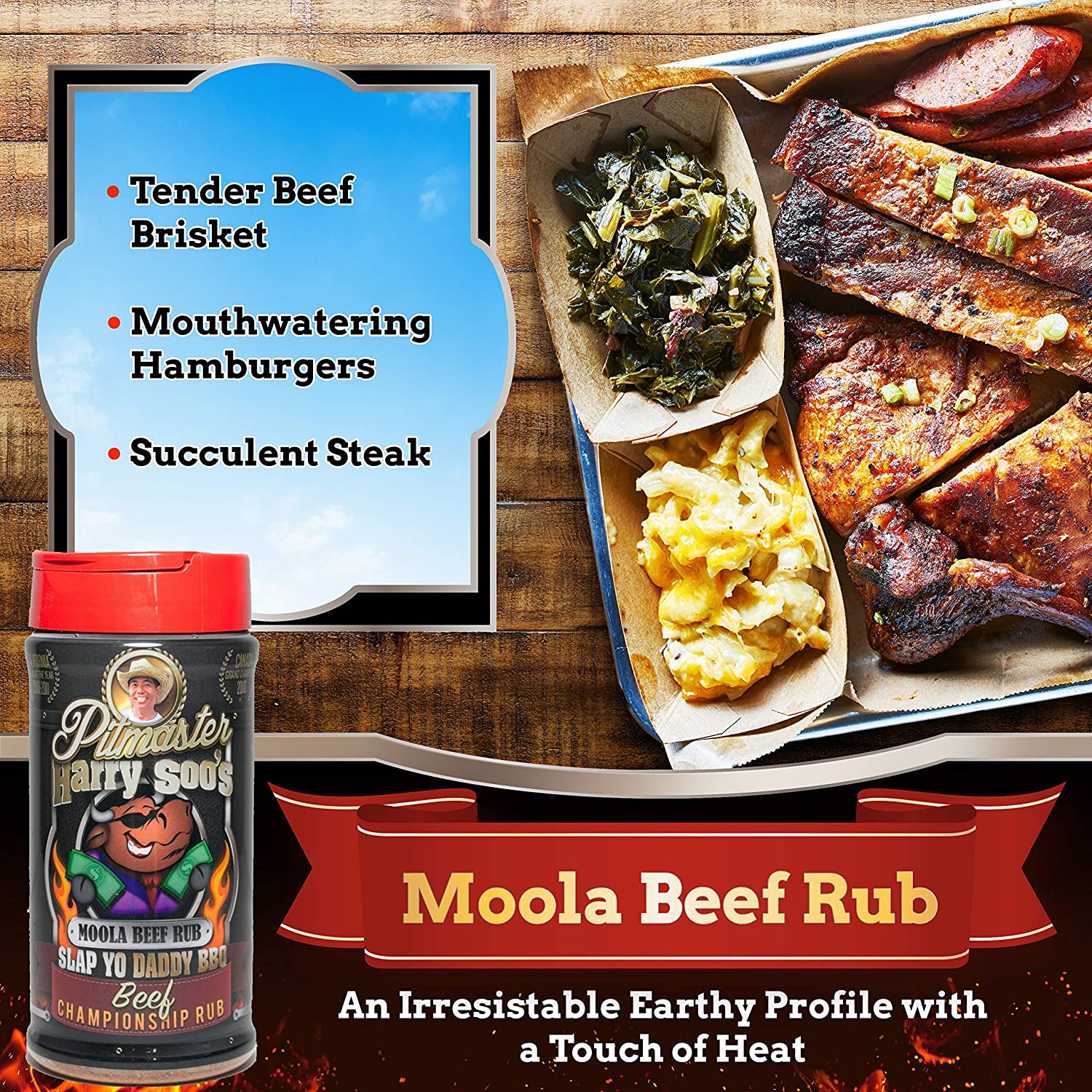 Slap Yo Daddy Beef Championship Rub BBQ 12 Oz Bottle Moola Beef by Harry Soo