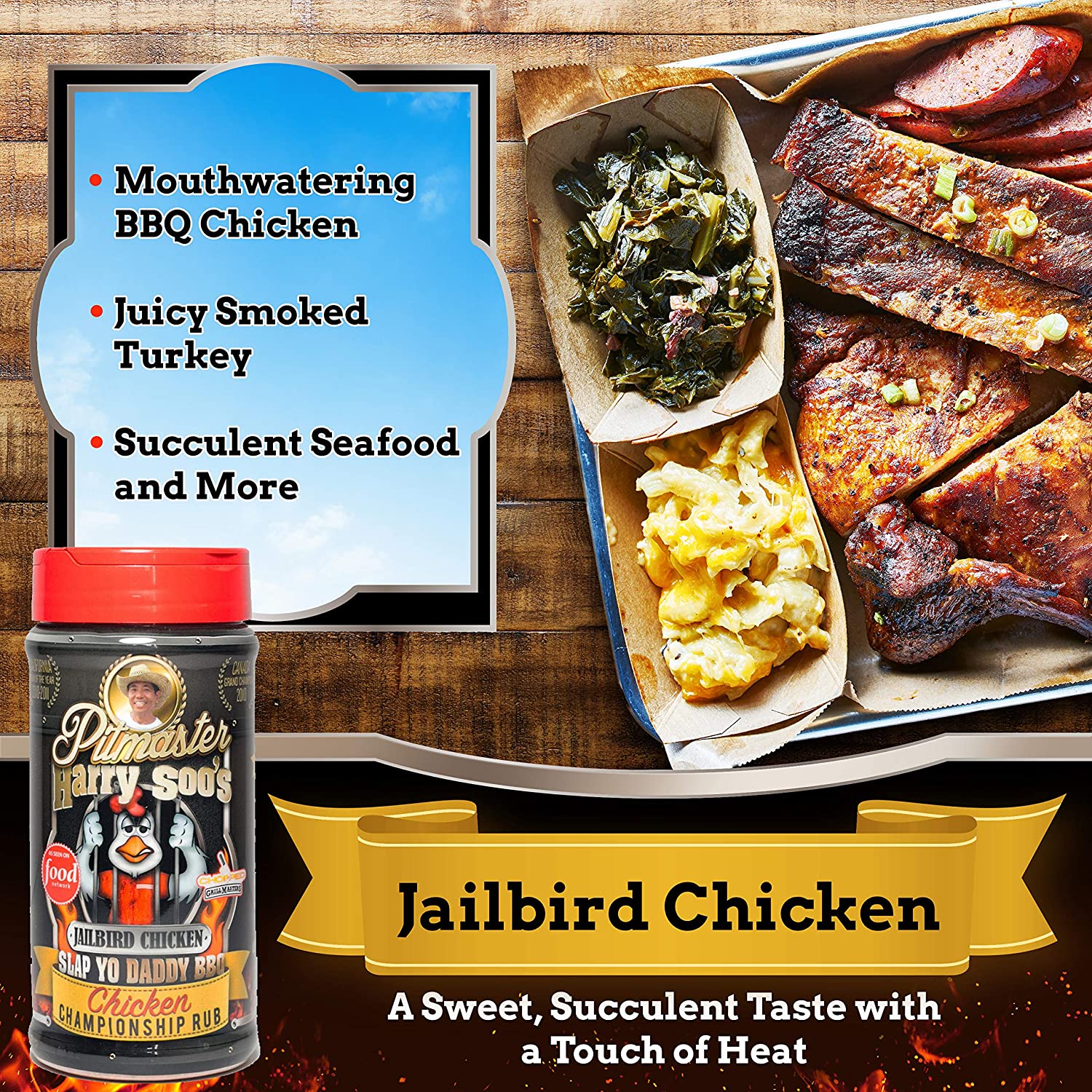 Slap Yo Daddy Jailbird Chicken Rub Championship BBQ Seasoning 12 Oz Harry Soos