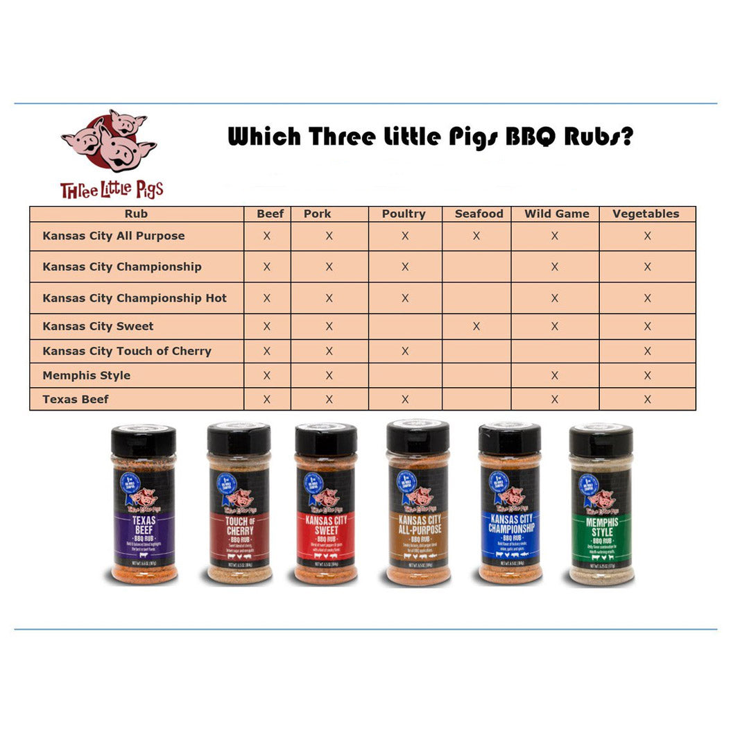 Three Little Pigs Touch of Cherry BBQ Rub 12.25 Oz Bottle Brown Sugar & Mesquite