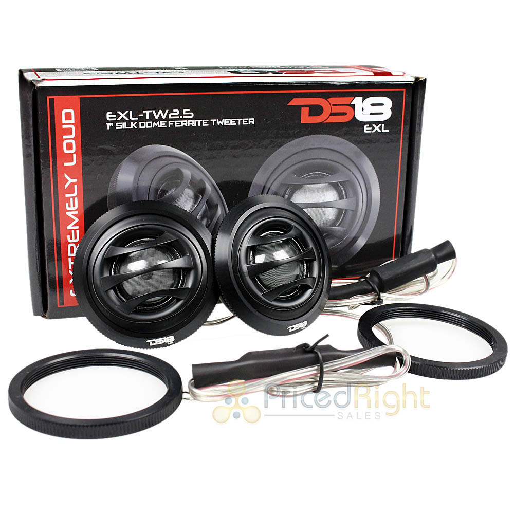 DS18 2.5" Tweeters 1" Voice Coil Silk Dome Tweeters 100W Max Pair EXL-TW2.5