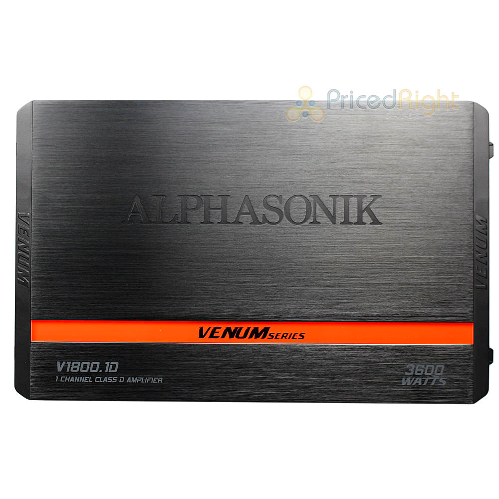 Alphasonik Monoblock Amplifier 3600 Watt Max Venum Series Car Audio V1800.1D