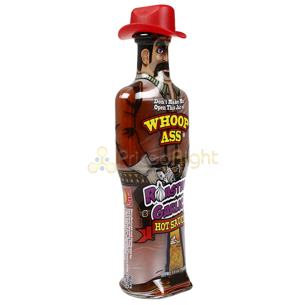 Whoop Ass Roasted Garlic Hot Sauce Cayenne Pepper 5.6 Oz Bottle WA311