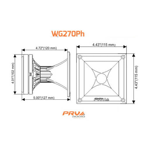 PRV 4x4" Phenolic Compression Driver Horn Combo 2" VC 150W Max WG270PH High Spl