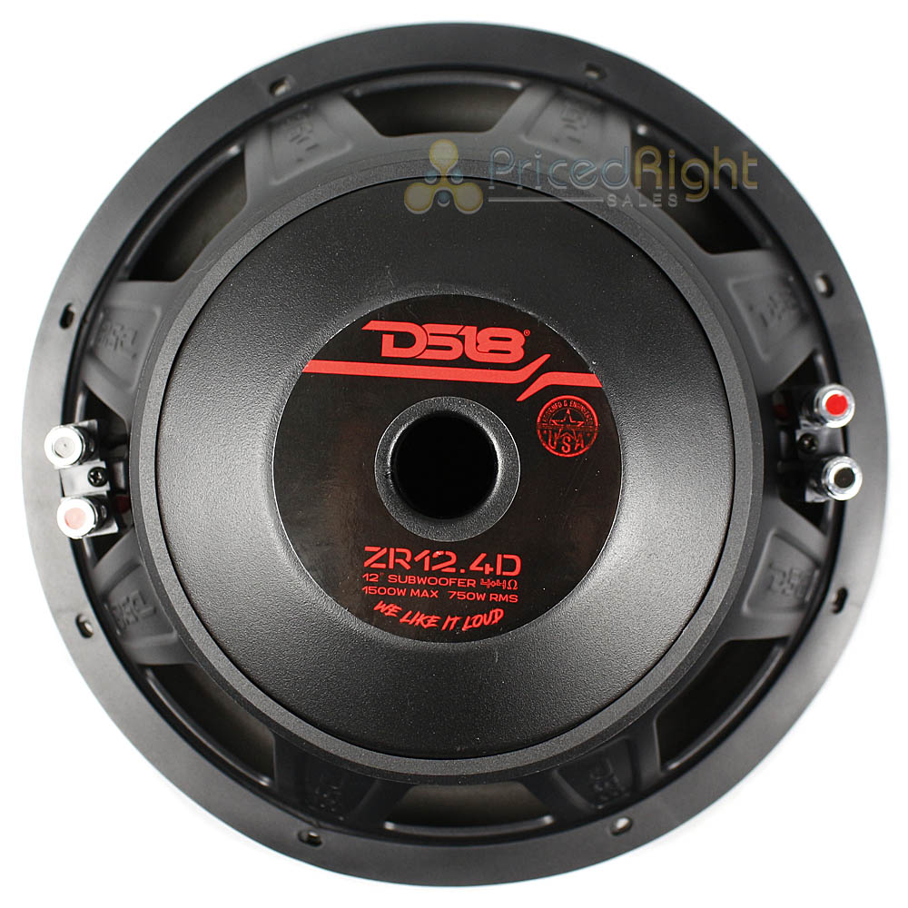 DS18 12" Subwoofer Dual 4 Ohm 1500W Max 750W RMS Elite Z Series ZR12.4D Single