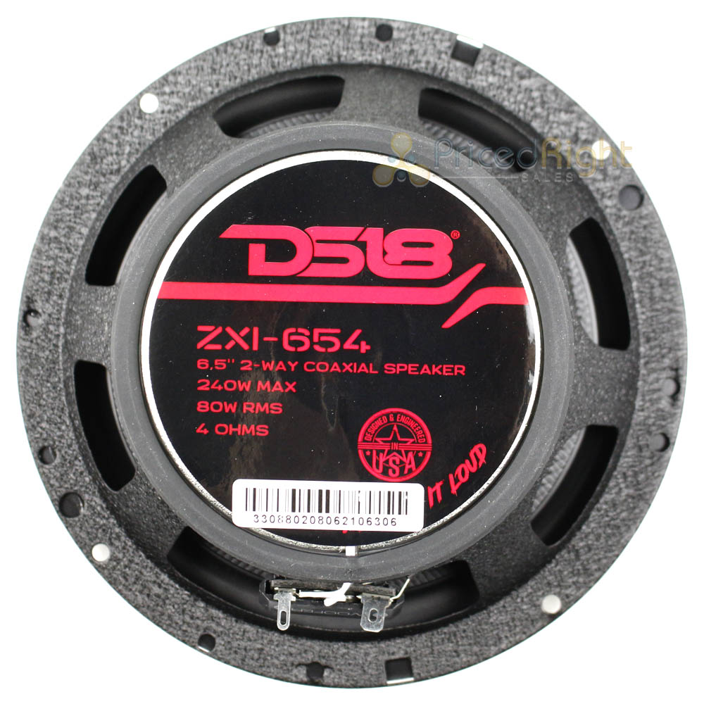 DS18 6.5" Coaxial Speakers 2 Way 180 Watts Max 4 Ohm Elite ZXI Series ZXI-654